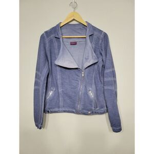 Venice Beach Washed Faux Denim Size 10 Sweater Moto Jacket‎